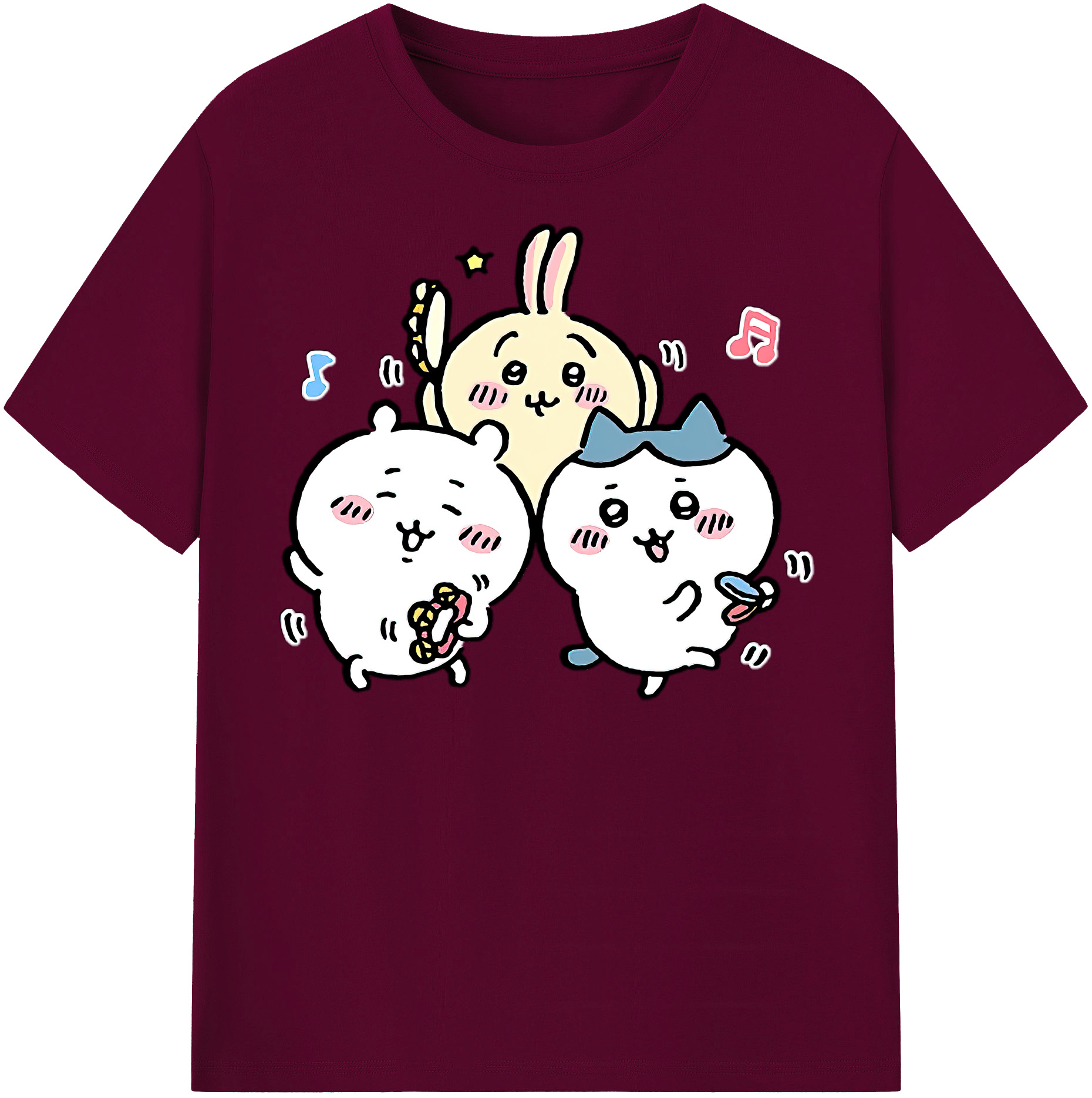 （画像用） ちいかわ ハチワレ Chii-kawa hachiware レディースカジュアルプリントTシャツ（綿100％）